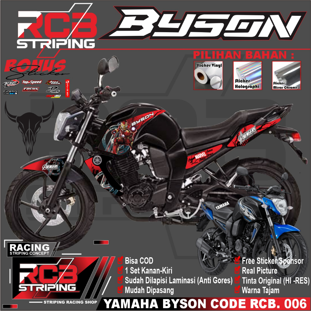 Striping Byson Variasi Evengers- Sticker Striping Lis Yamaha Byson - Striping Byson RCB 006