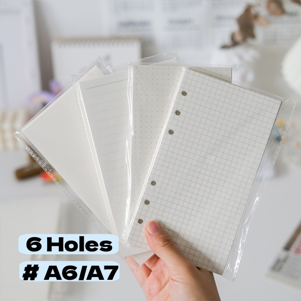 A6/A7 refill notebook ISI BINDER KERTAS NOTEBOOK  A6 A7 6 LUBANG 6 HOLE | REFILL ISI ULANG RING 6 LOOSE LEAF POLOS DOT GARIS KOTAK TEBAL