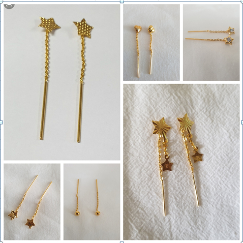 Aksesoris emas muda anting rante tusuk