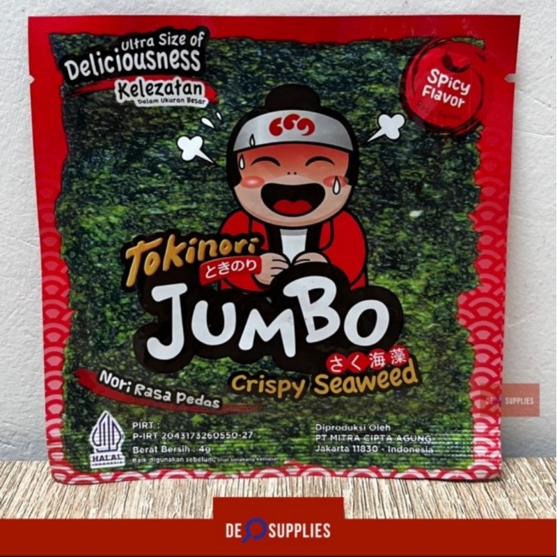 

Tokinori Jumbo Nori rasa Spicy Pedas 4gr - Seaweed Rumput Laut Snack