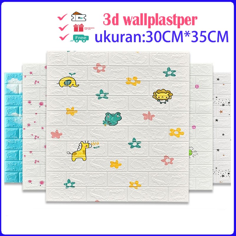 3D Wallpaper Dinding  Anti tabrakan Kartun Dekorasi Dinding Kamar Tidur DIY Rumah High Quality Size 35x 30CM