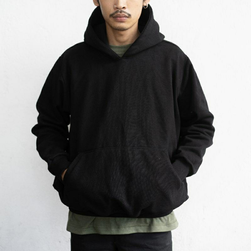 hoodie boxy fit black [375 GSM]