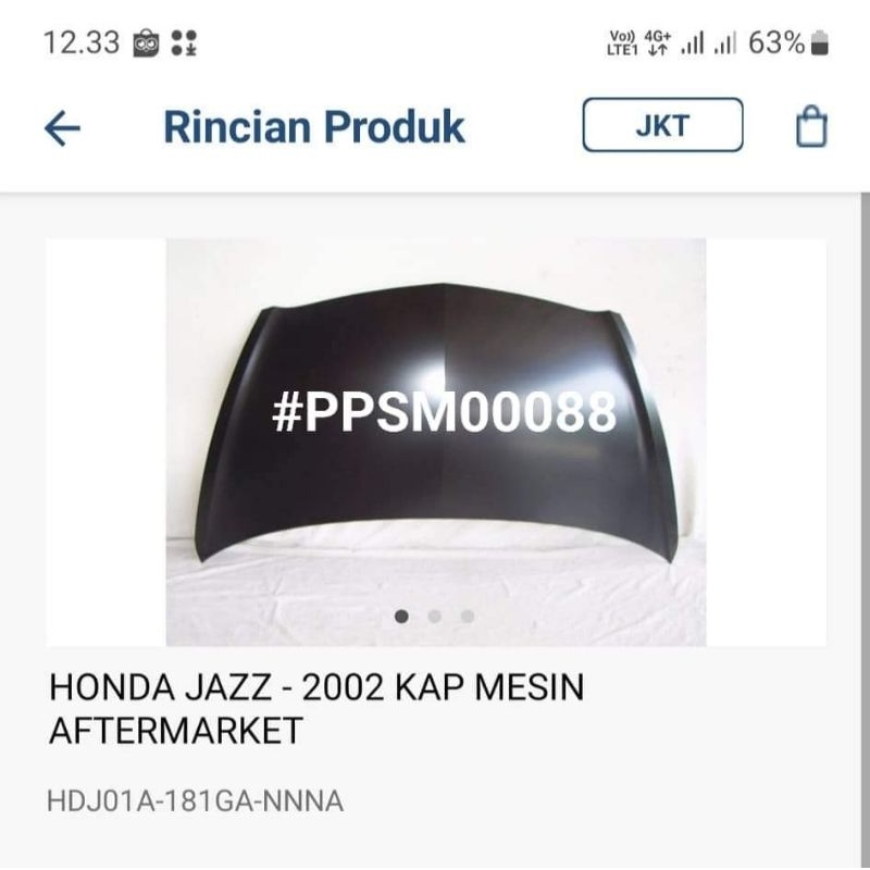 Kap Mesin Honda Jazz 2002 - 2007