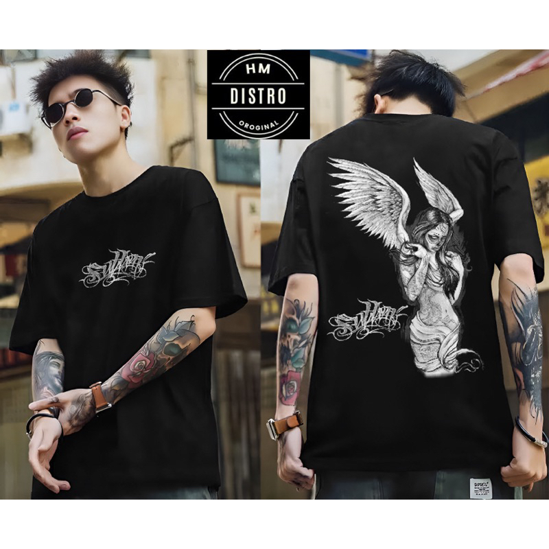 kaos sayap angel / kaos distro motif love / kaos sayap jendral / kaos couple pasangan / baju pria wa