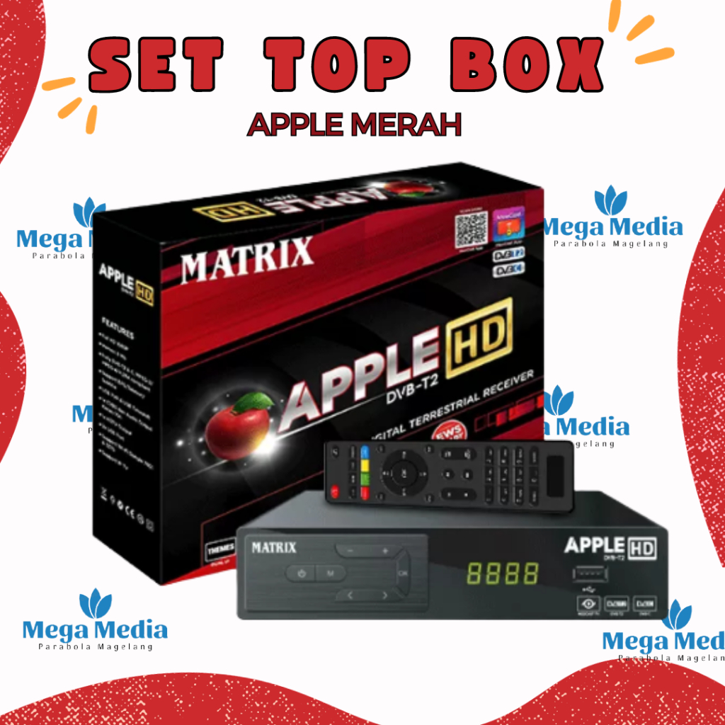 STB Matrix Set Top Box Receiver Siaran Digital TV APPLE HD DVB-T2 MERAH