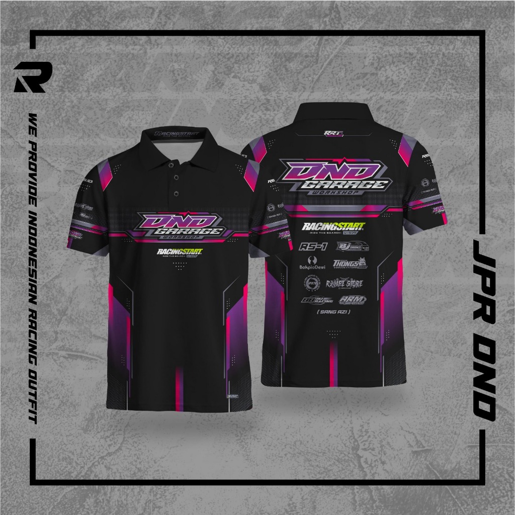 RACINGSTART Jersey Polo Kerah Pria Wanita Lengan Pendek Dry Fit Digital Printing Sublimasi X DND Gar