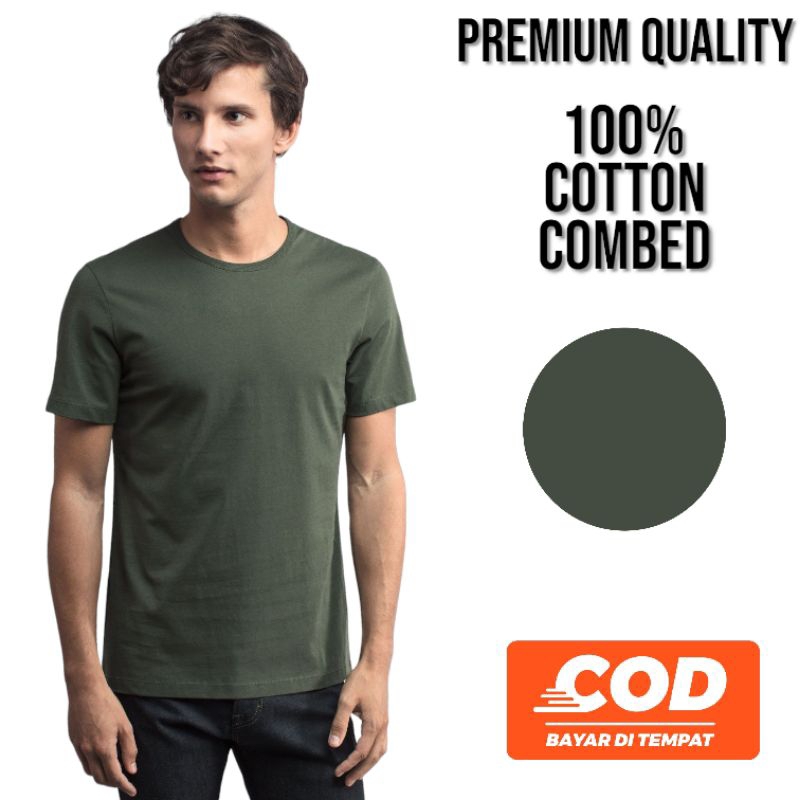 kaos polos katun combed premium quality hijau army