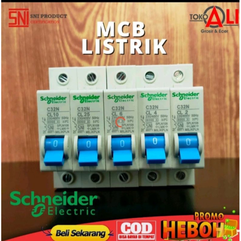 MCB SCHEIDER 2A 4A 6A 10A 16A 25A MCB LISTRIK sudah ber SNI milik PLN