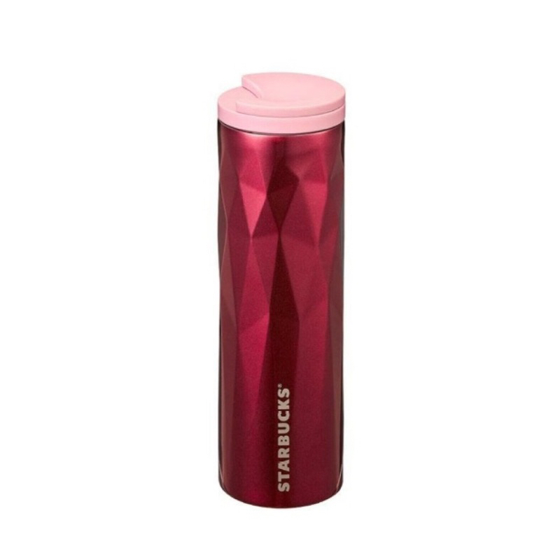 Starbucks Korea Valentine Red Rhombus Pink Troy Stainless Tumbler 473 mls
