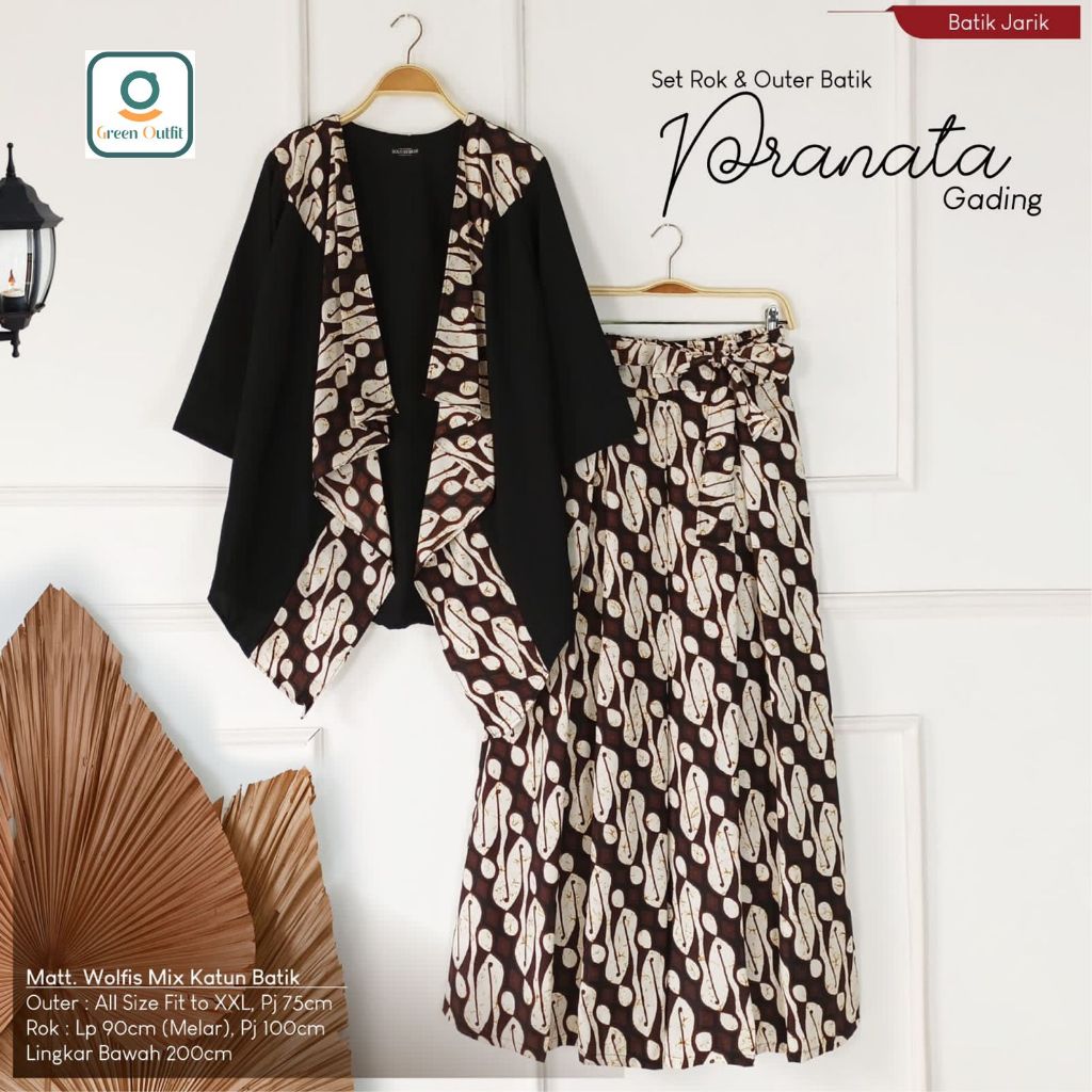 pranata set rok outer wolfis batik  ld 112 stelan setelan oneset pakaian baju bluss blus bluse jumbo