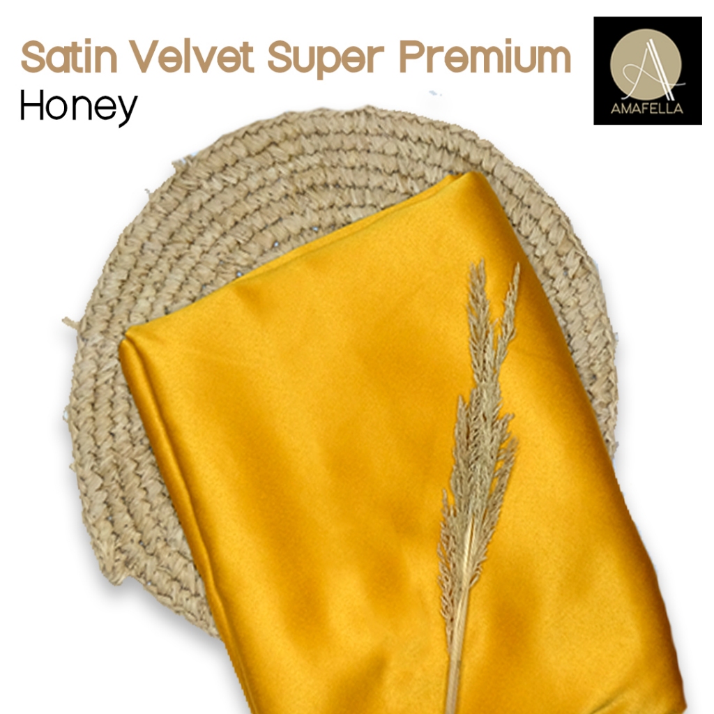 1/2 meter Kain Satin Velvet Super Premium Bahan Bridesmaid Seragaman Warna Honey
