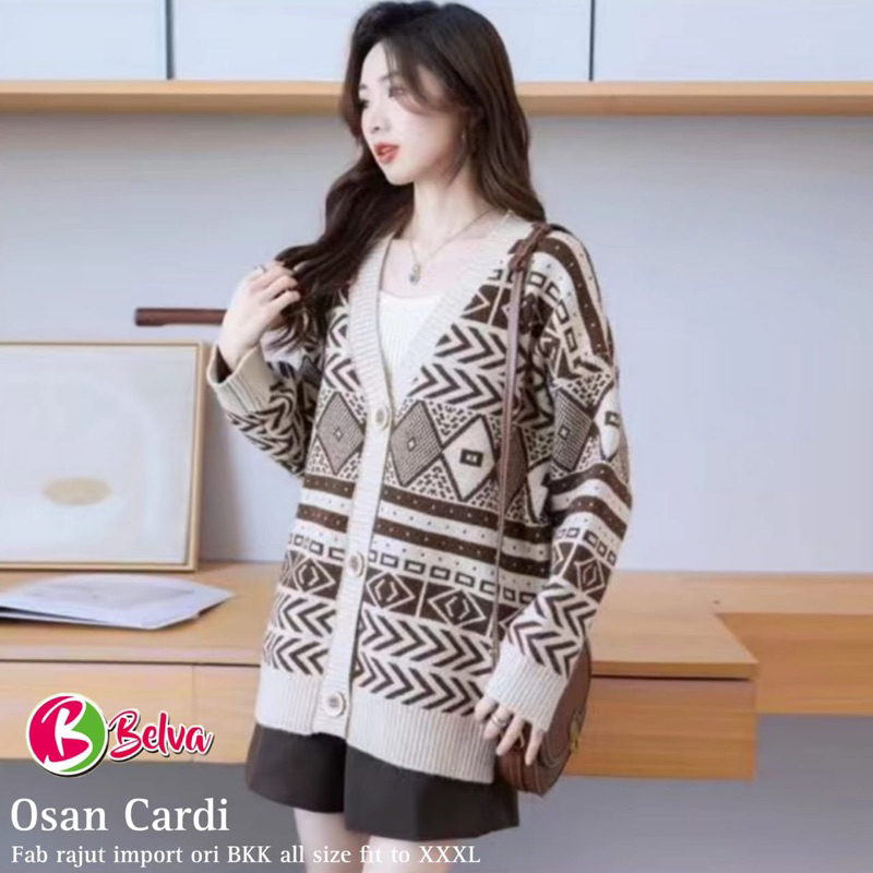 Osan Cardi Wanita Jaket Cardigan Outer Rajut Import Bangkok Halus Tebal Jumbo Oversize Korean Style By Belva