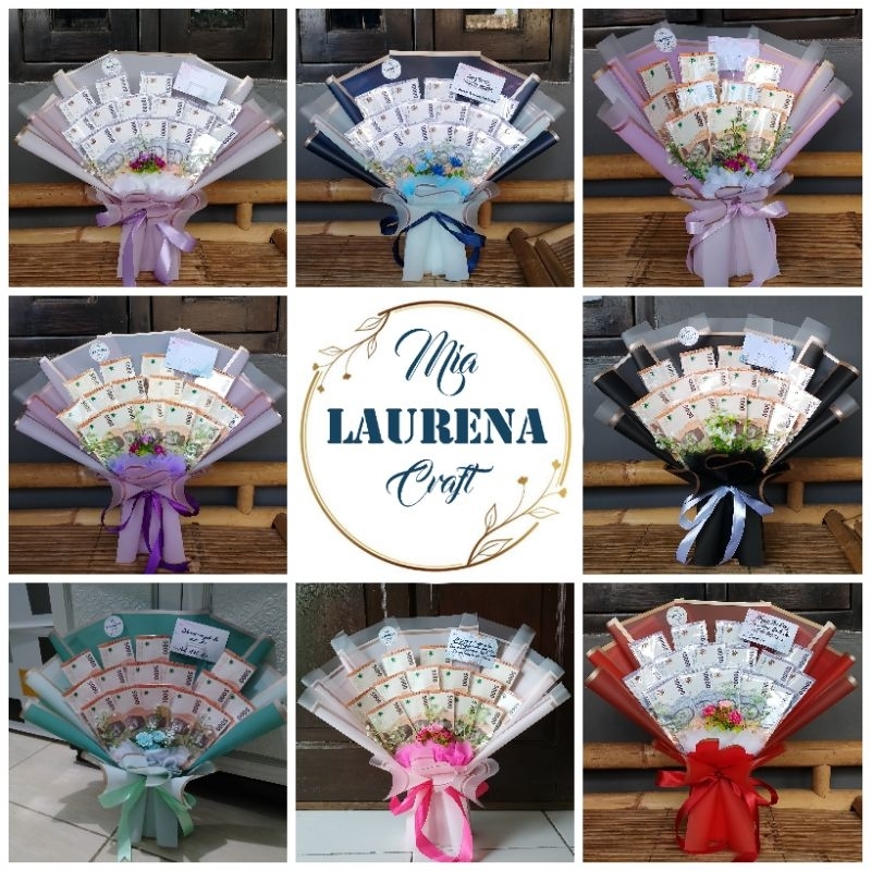 Money bouquet 10 / 15 lembar uang asli 5rb / 10rb baru tahun emisi 2022