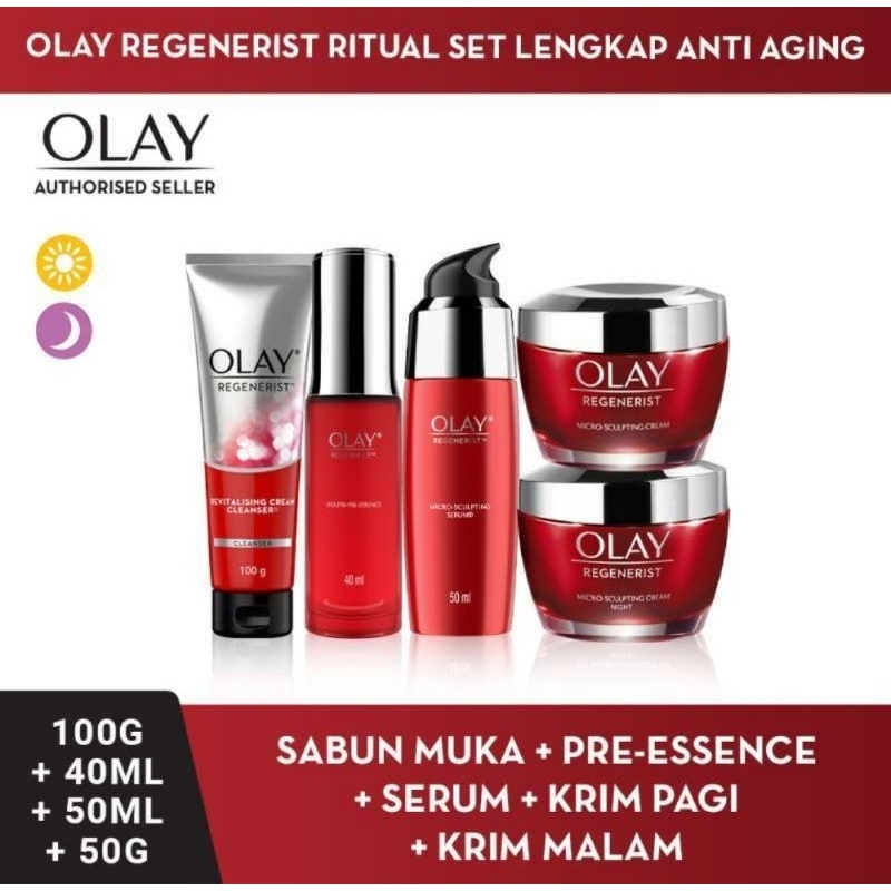 OLAY REGENERIST MICRO SCULPTING DAY Cream / NIGHT CREAM isi 10gr (Kemasan baru) | Krim Siang Malam