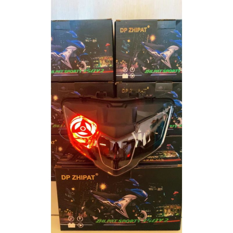 ZHI. PAT HEAD LAMP/LAMPU MOTOR CUSTOM UNTUK MX KING V1 & V2 MATA SHARINGGAN/MATA UCHIHA SASUKE