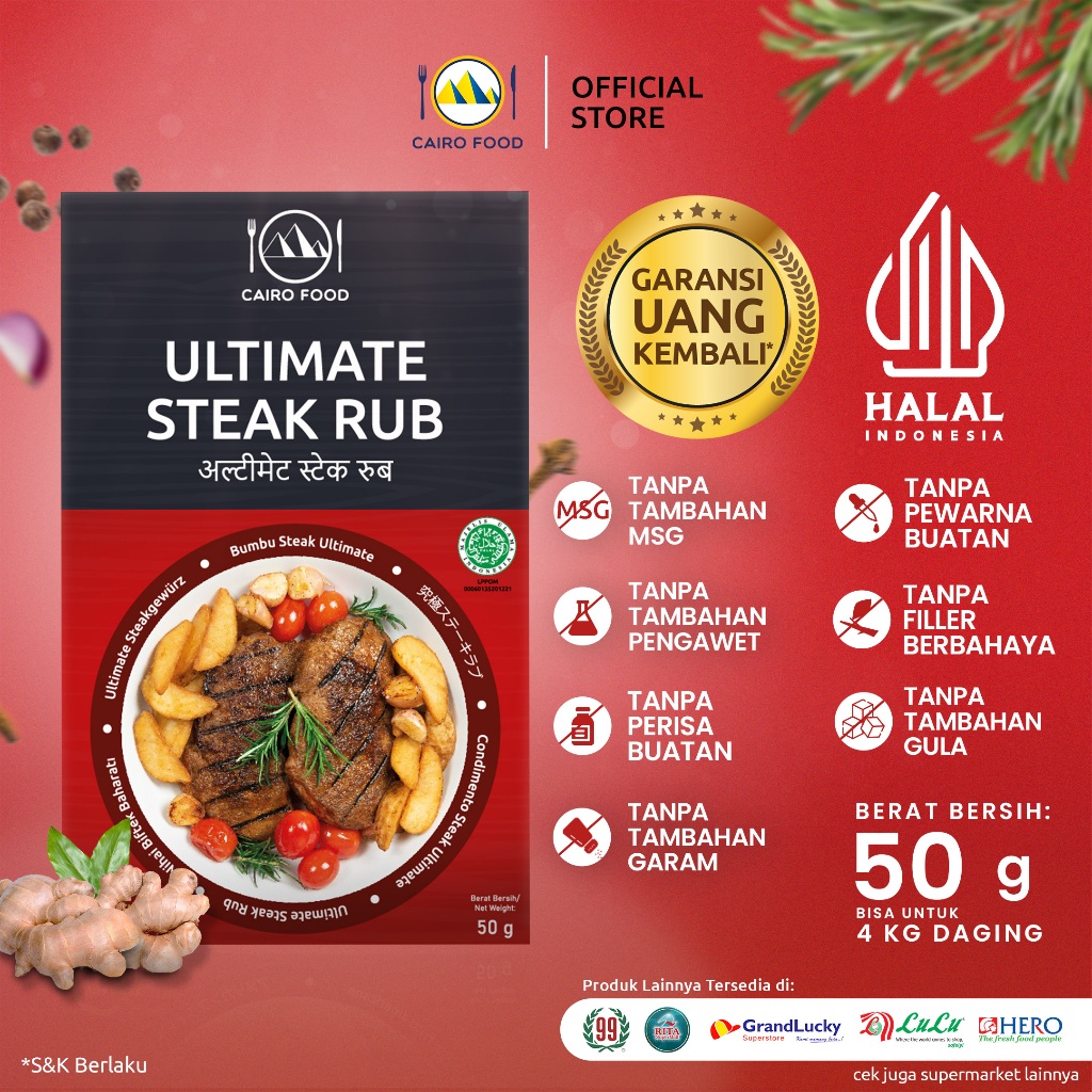 

Bumbu Steak Ultimate Sehat – Tanpa MSG, 100% Rempah Murni | Cairo Food