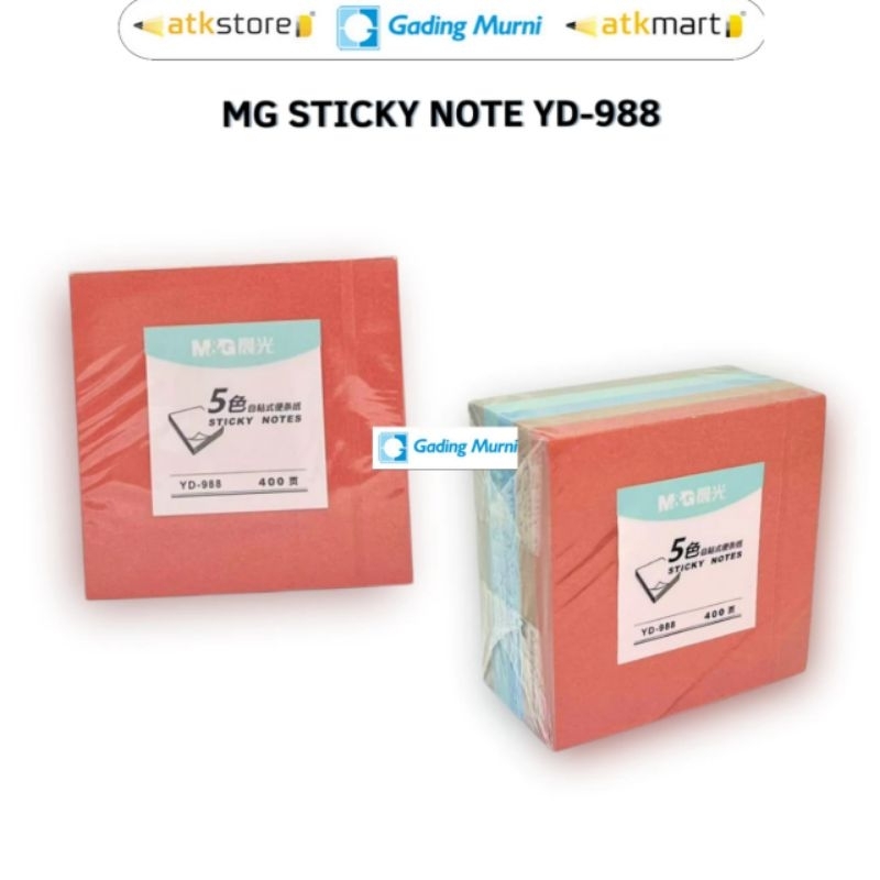

M&G Memo Sticky Notes YD-988 / Notes Warna Pastel 5 Warna 400 Lembar - Tempelan Kertas Catatan Memo