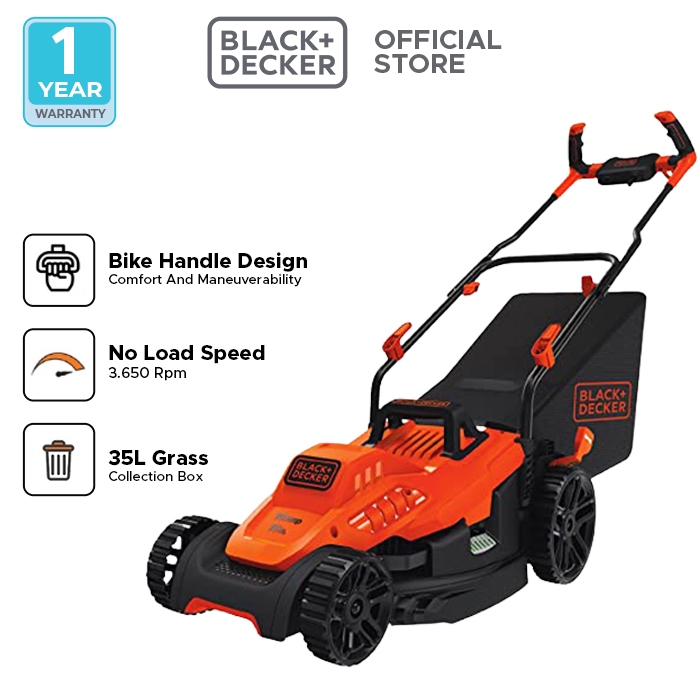 Black+Decker Electric Lawn Mower / Potong Rumput Dorong Listrik 1200W 32cm BEMW451BH-B1