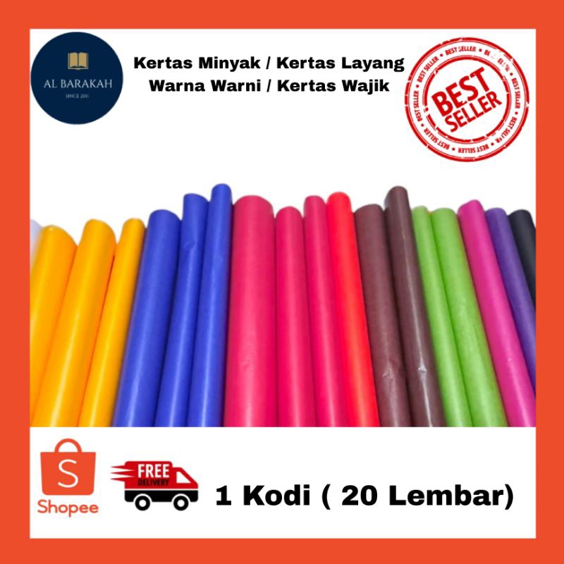 

1 Kodi (20 Lembar) !!! Kertas Minyak / Kertas Wajik Warna / Kertas Layang Warna Warni