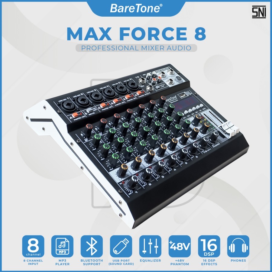 Mixer Audio BareTone Max Force 8 - Professional MIxer 8 channel Original Baretone