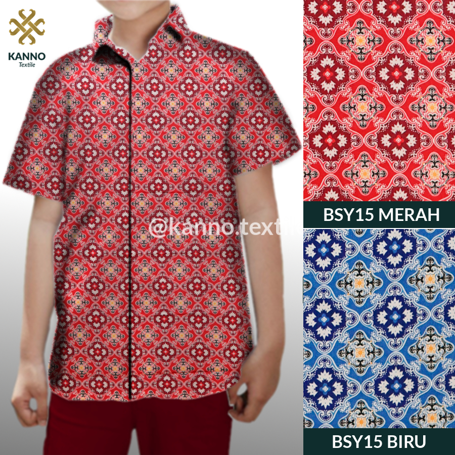 KAIN BATIK SERAGAM SEKOLAH SD SMP BAHAN BSY SANWOS BSY15 WARNA MERAH/BIRU