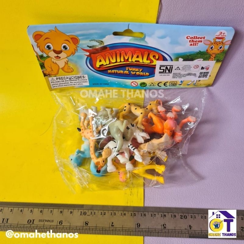 Mainan hewan karet ANIMAL FUNNY/ animal figure/mainan miniatur Happy Animal World/binatang karet/mai
