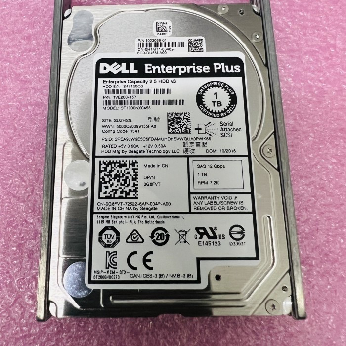 HDD Dell SAS 1TB 12Gbps RPM 7.2K DP/N 0G8FVT ST1000NX0453 New Segel HDD Dell Equallogic  PS6110 PS41