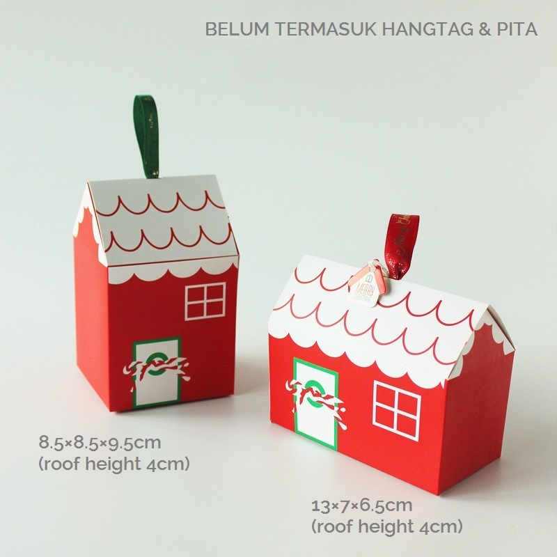 

[1 PACK ISI 2] Kotak Box Boks Hampers Hamper Christmas Red House Rumah Natal Merah Kue Kering Cookies Sabun Soap