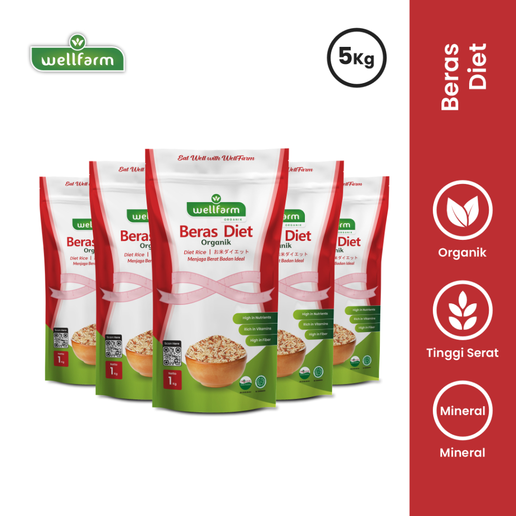 

Beras Diet Organik Premium 5kg / WellFarm Beras Diet Organik Bundling 5pcs