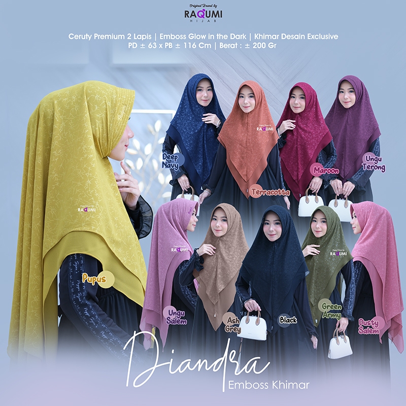 HIJAB MOTIF | TERMURAH | DIANDRA EMOSS KHIMAR BY RAQUMI HIJAB