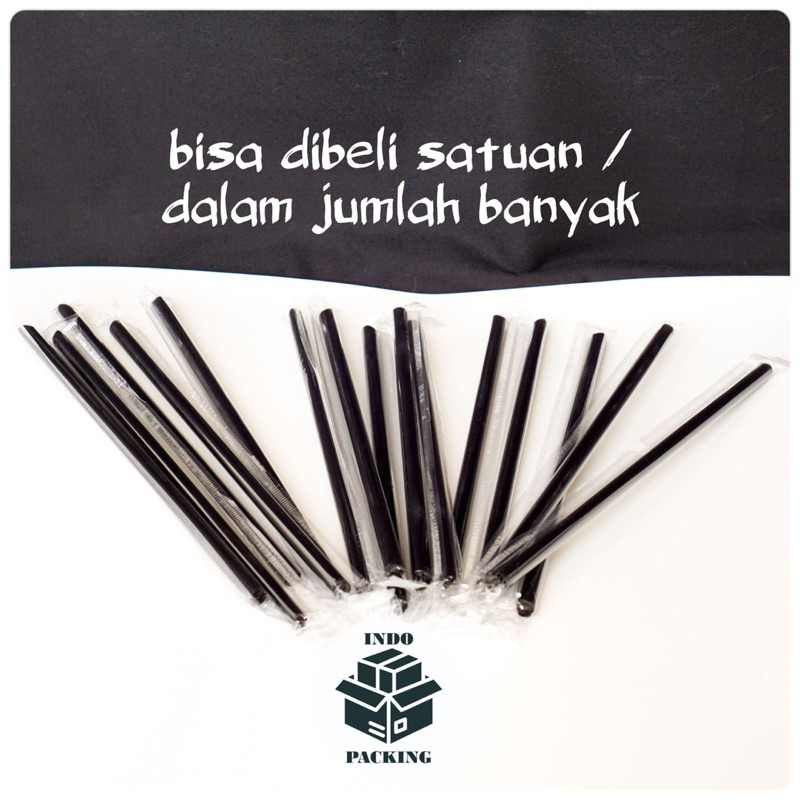 (isi 500) Sedotan Plastik Sekali Pakai / Steril / 20cm / Sedotan Hitam Kecil