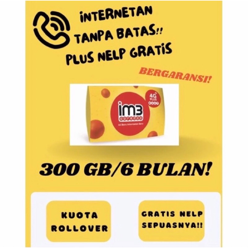 PAKET KUOTA INDOSAT 300 GB SELAMA 6 BULAN 24JAM FULL KUOTA UTAMA
