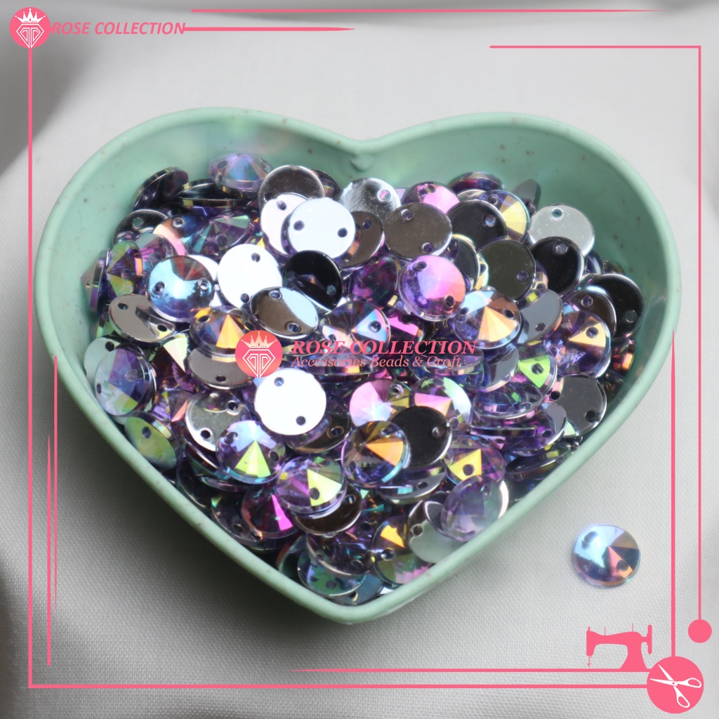 Payet / Diamond Bulat 8mm / Kristal Bulat / Mote / 8 mm Payet Pelangi 50 PCS