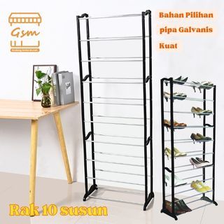 GSM Rak Serbaguna Sepatu/Sendal Plastik 10 Susun / Rak jilbab