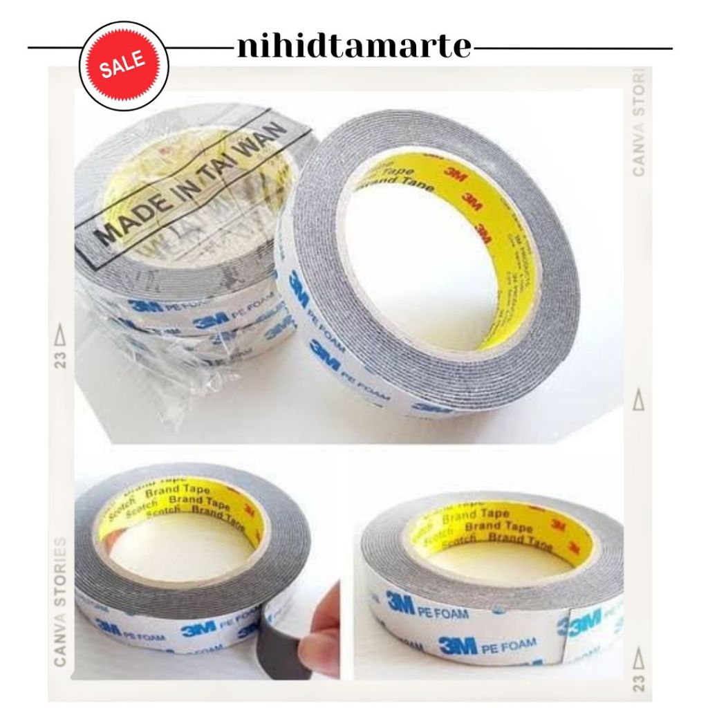 

⚡XPRESS⚡⚡BEST SELLER⚡Double Tape 3m PE Foam 1600 T 20mm X 4M Double Tape Lem Bolak balik/DOUBLE DOBLE TAPE 3M PE Foam 23 mm x 4.5 m Permukaan Lem 2 Sisi Grey Dabel dobel Tape Tip Tissu Lakban Isolasi lem Bolak Balik Batik putih 3m perekat penempel Packing
