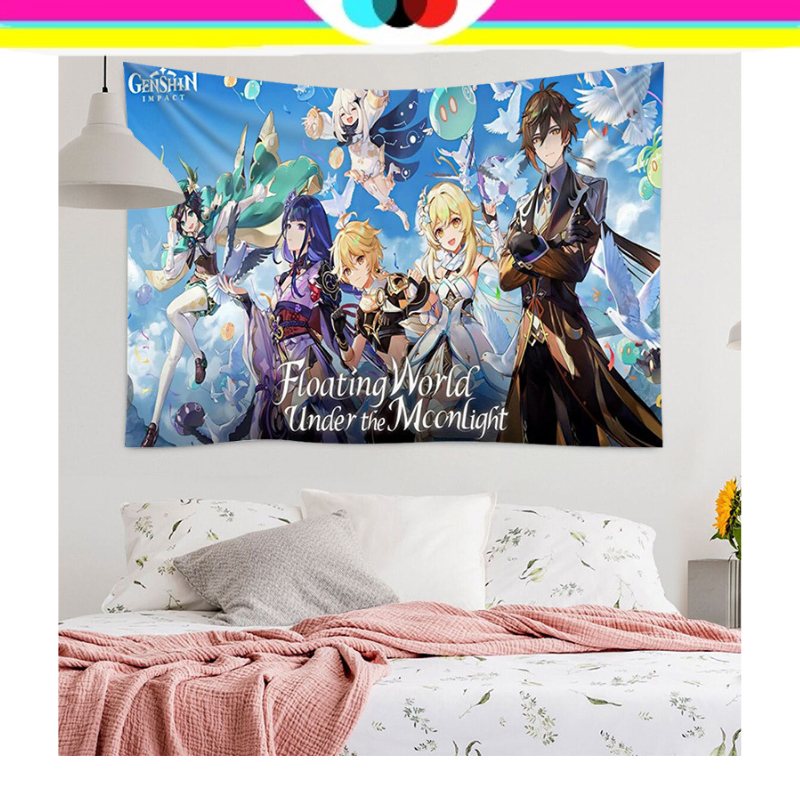 POSTER KAIN ANIME GENSHIN IMPACT HIASAN DINDING BACKGROUND BACK GROUND LATAR BELAKANG DEKORASI RUMAH