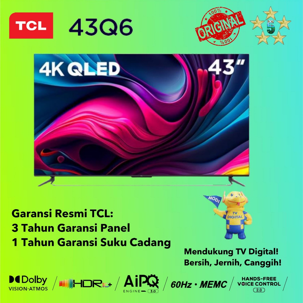 TCL 43Q6 QLED - 43 INCH Google TV 4K UHD MEMC