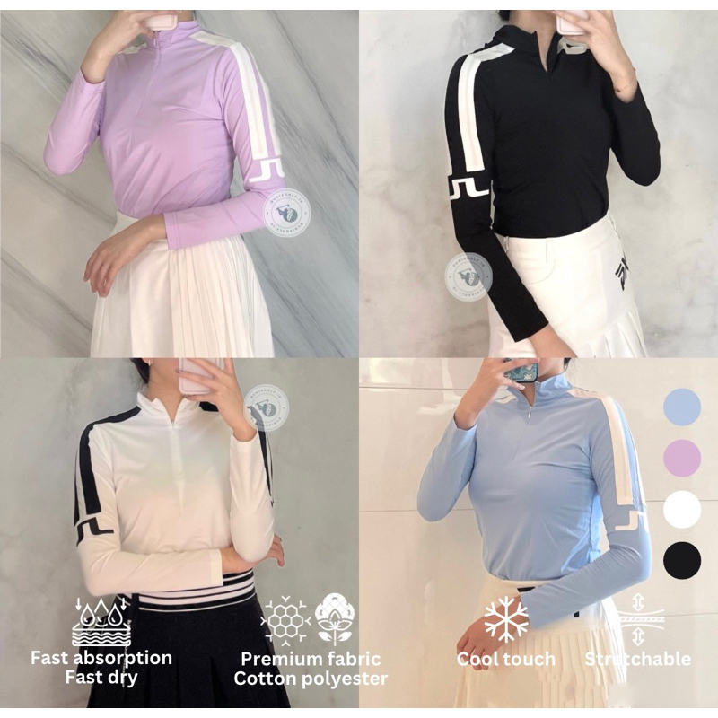 duniagolf KHUSUS PREORDER - j.lind JL longsleeve zipper golf polo baju golf wanita
