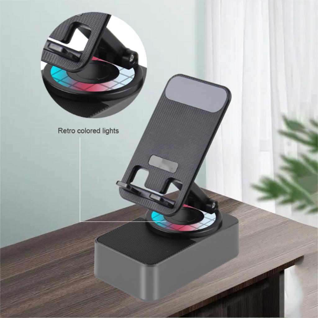 【Garansi &amp; Ready】UNIG Folding Dekstop Cell Phone Stand with Wireless Bluetooth Speaker and Anti-Slip Base HD Surround Sound Perfect for Home and Outdoors with Bluetooth Speaker for Desk Compatible with iPhone/ipad/Samsung Galaxy