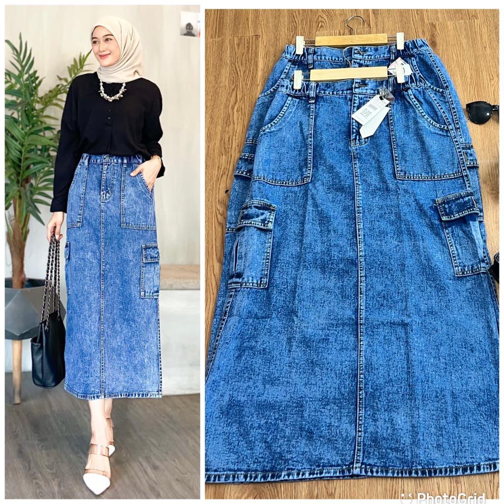 Rok Jeans Premium Rok Cargo Wanita Rok Levis High Quality