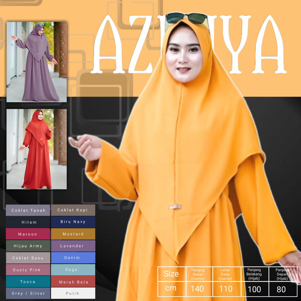 AZMIYA - Baju Gamis Set Hijab Wanita Terbaru 2023 Dress Remaja Kekinian Model Muslim Syari Dres Dewa