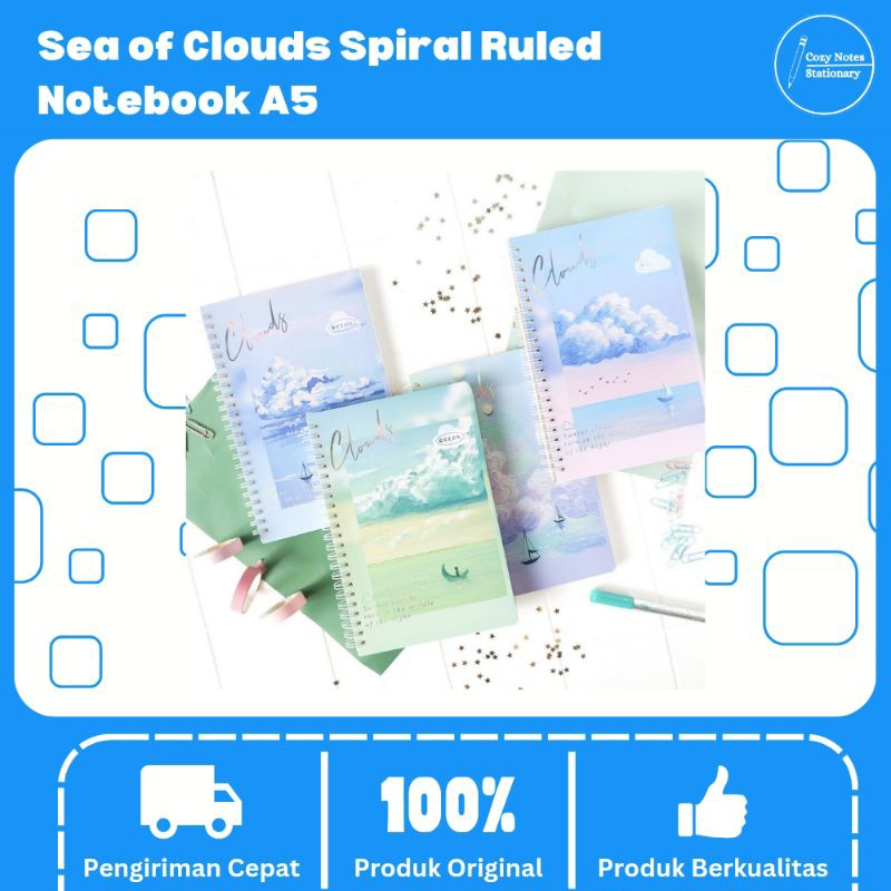 

Sea of Clouds Spiral Ruled Notebook A5 - Buku Catatan Aestetik - Notebook Aestetik - Buku Catatam Sekolah - Buku Catatan Harian - Buku Catatan Spiral