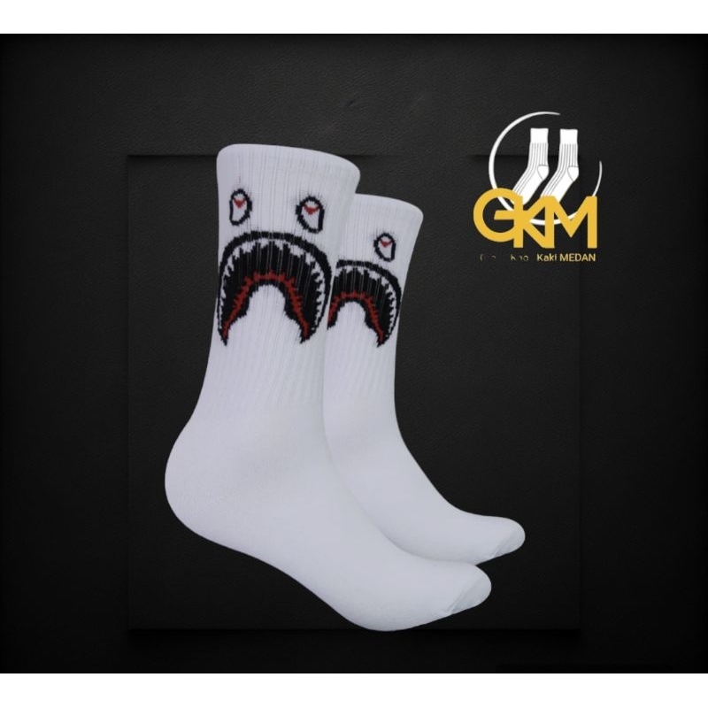 Kaos Kaki Oldskool Motif Bape Putih - White