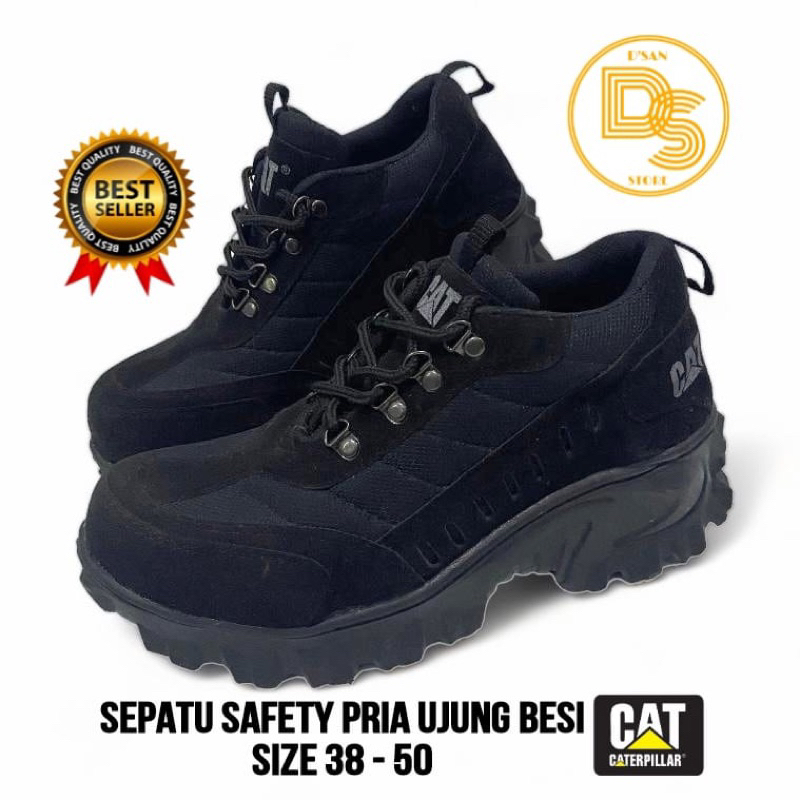 Sepatu safety cat ujung besi size 38-50 sepatu safety pria ujung besi ukuran jumbo big size