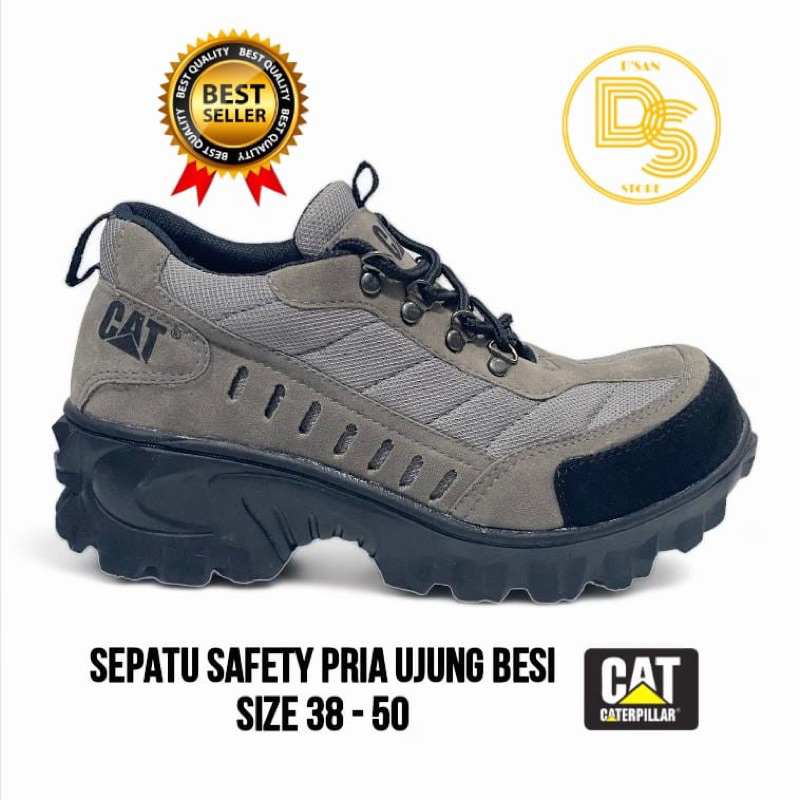 SEPATU SAFETY CAT UJUNG BESI SIZE 38-50 SEPATU SAFETY PRIA UJUNG BESI BIG SIZE UKURAN JUMBO