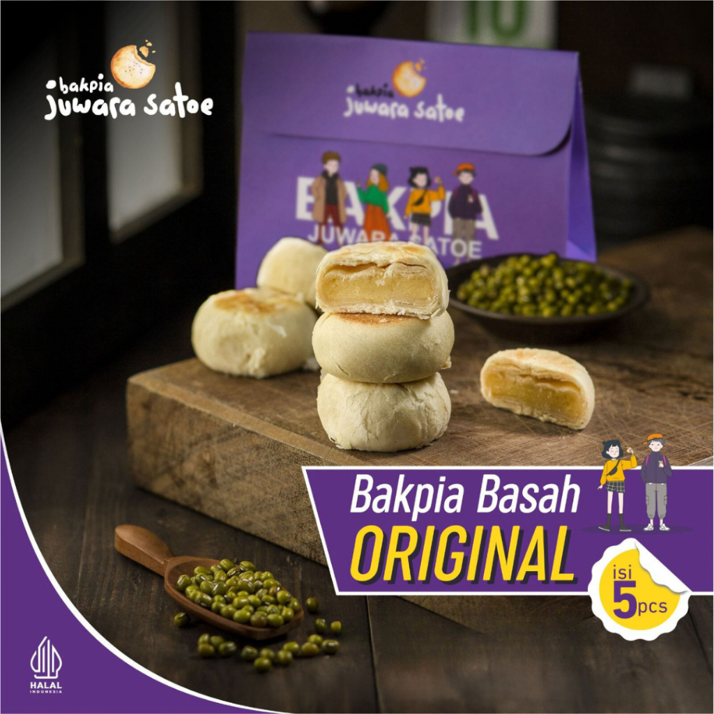 

BAKPIA JUWARA SATOE [ Isi 5 ] Bakpia Basah Kacang Hijau Original - Oleh Oleh Khas Jogja