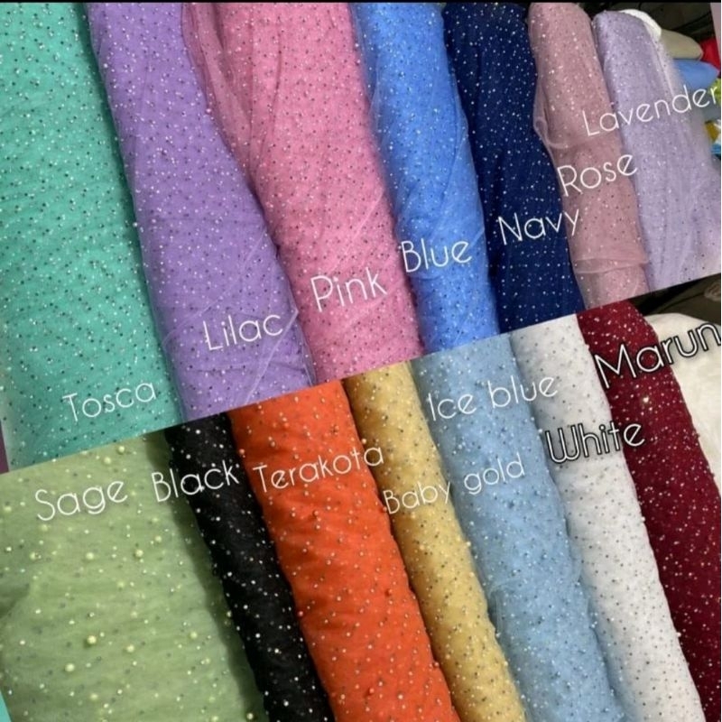 bahan/kain tile mutiara Swarovski