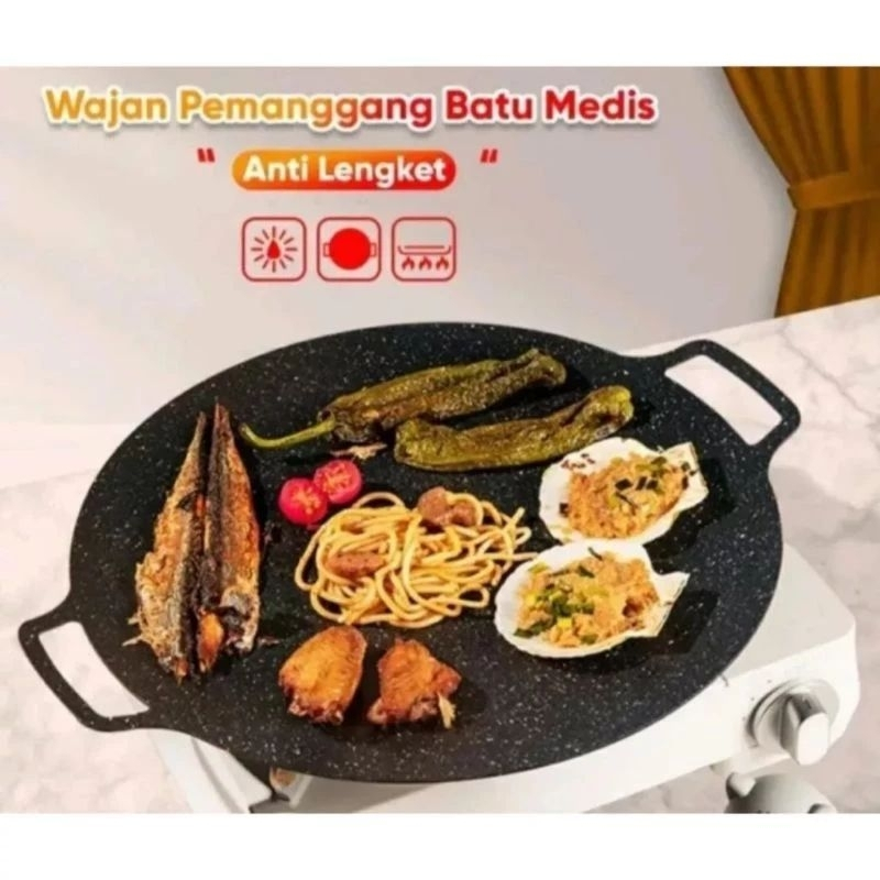 Gril Pan Anti Lengket Multifungsi Wajan Datar Serbaguna Goreng Tumis Dan panggang 34Cm Bahan TEBAL