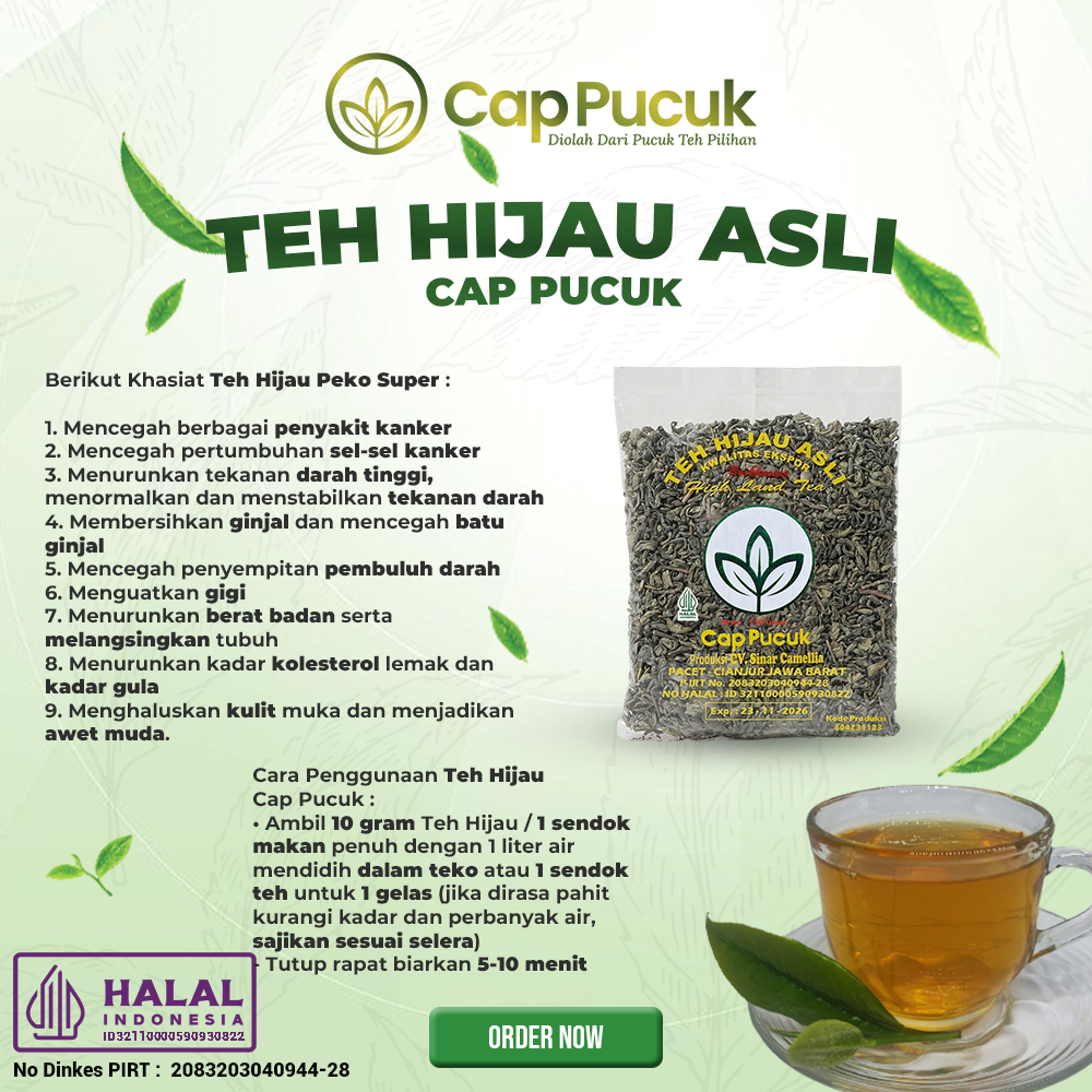 

TEH HIJAU ( PEKO SUPER ) / GREEN TEA CAP PUCUK