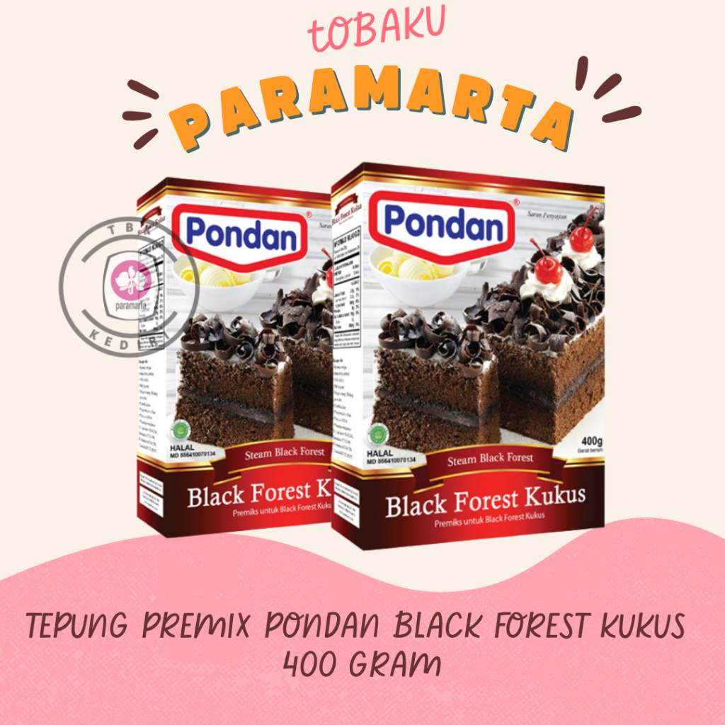 

TEPUNG PREMIKS TEPUNG SIAP PAKAI PONDAN 400 GRAM BLACK FOREEST SPONGE CAKE BROWNIES & COOKIES / PONDAN TEPUNG PREMIKS INSTAN